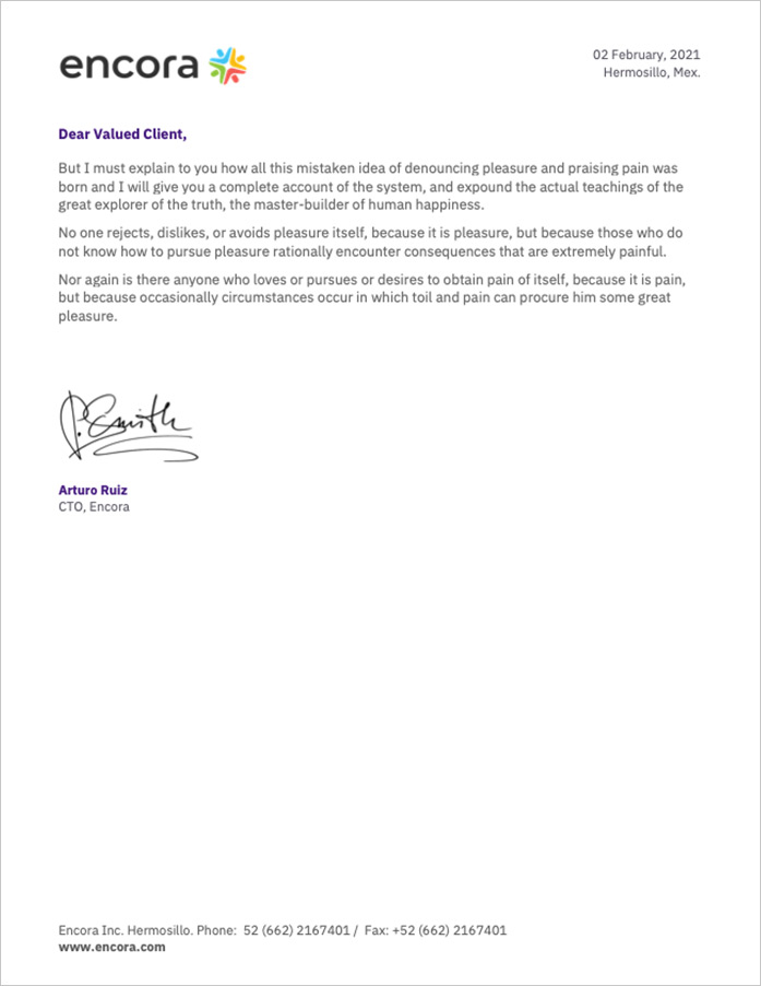 Encora Letterhead